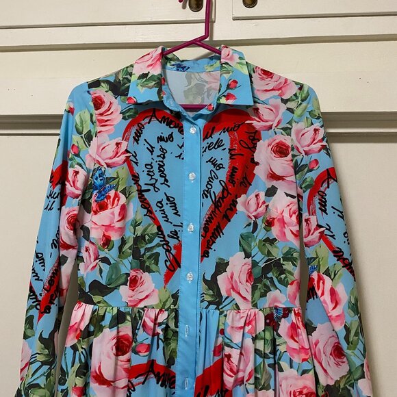 Super cute & wild long sleeve, button-down dress, size S - Picture 2 of 9